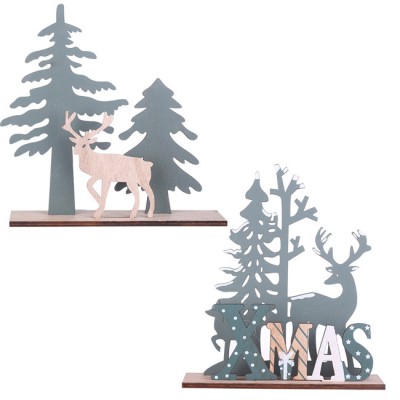 2020 New Year Home Party Garden Decor Elk Xmas Tree Wood Christmas Craft Ornaments Gift