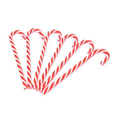 6PCS New Year Party Durable Plastic Christmas Candy Cane Hanging Decoration