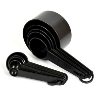 10Pcs/Set High Quality Black Plastic Kitchen Accessories Tools Eco Friendly Measuring Spoon Cups For Baking Coffee Tea