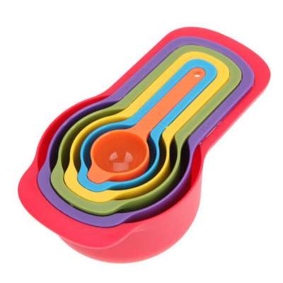 6 Pcs/Set Stackable Combination Baking Useful Colorful Eco Friendly Plastic Measuring Spoon Set Kitchen Accessories Tools