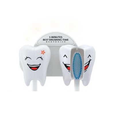 2PCS Cartoon Wall Mounted Bathroom Teeth Shape Toothbrush Holder Kids